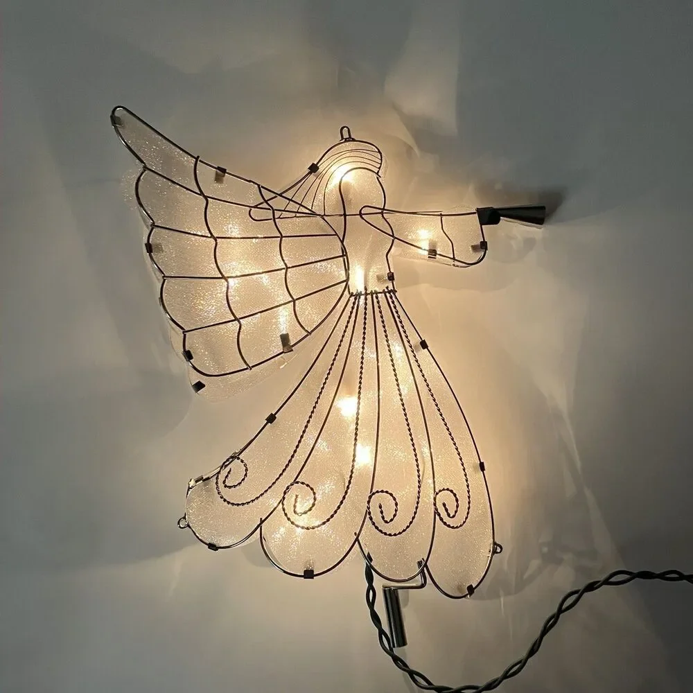 BEAUTIFUL TRIMMING TRADITIONS SPARKLING SILVER LIGHTED ANGEL TREE TOPPER 9